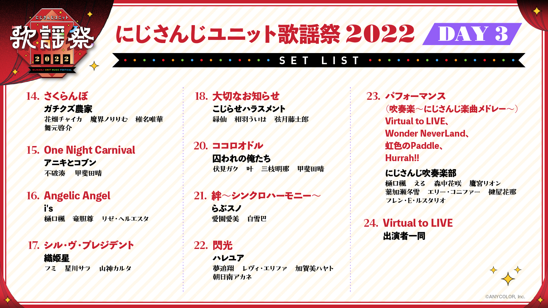 にじさんじユニット歌謡祭2022セットリスト DAY3-2